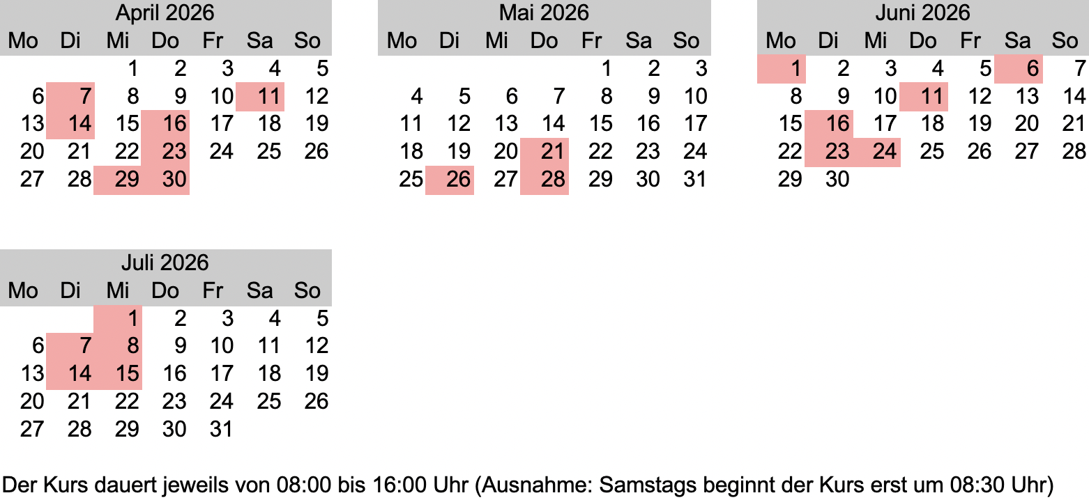 1. Hilfe Kurs April-Juli 2026