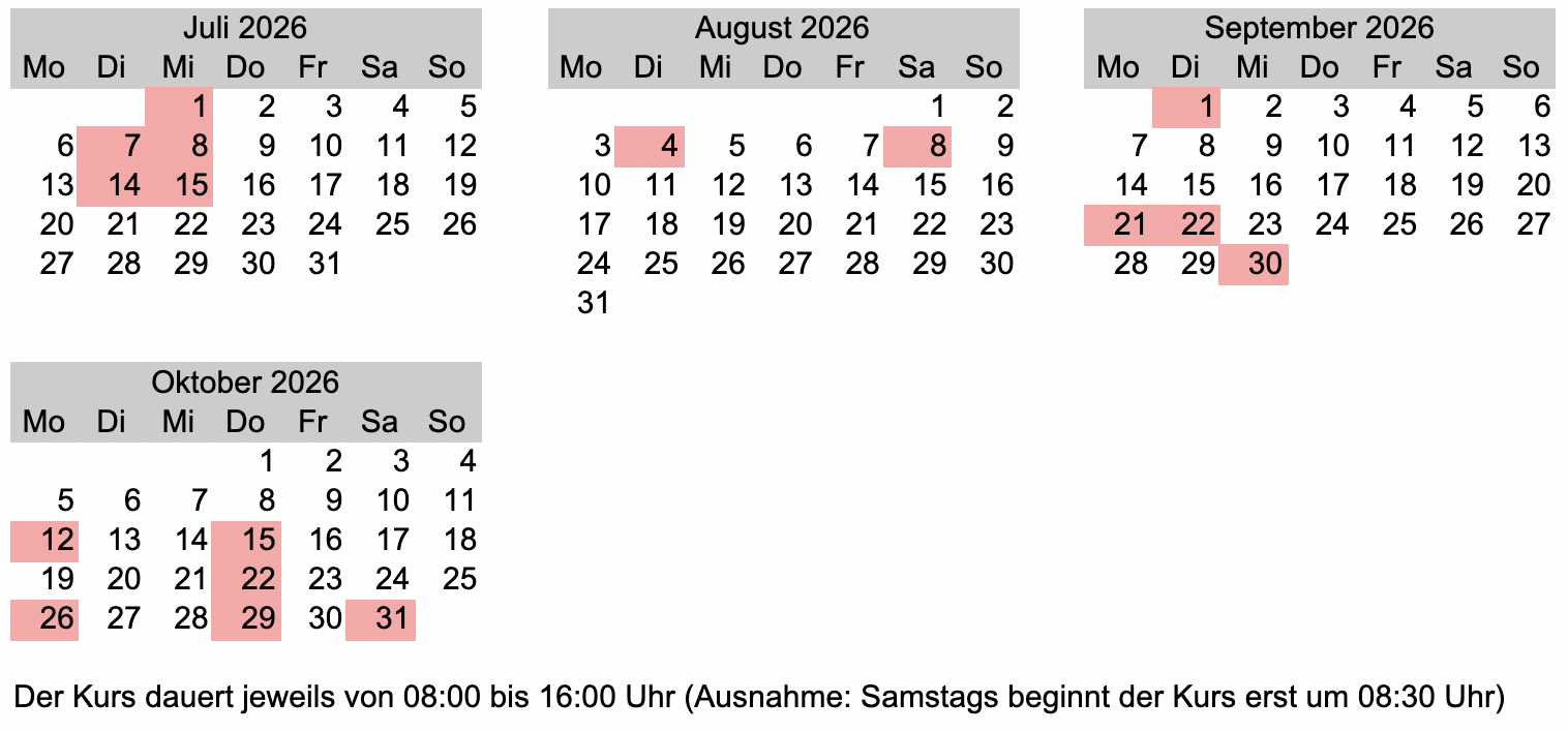 1. Hilfe Kurs Juli-Oktober 2026