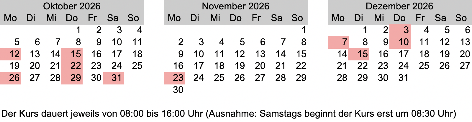 1. Hilfe Kurs Oktober-Dezember 2026